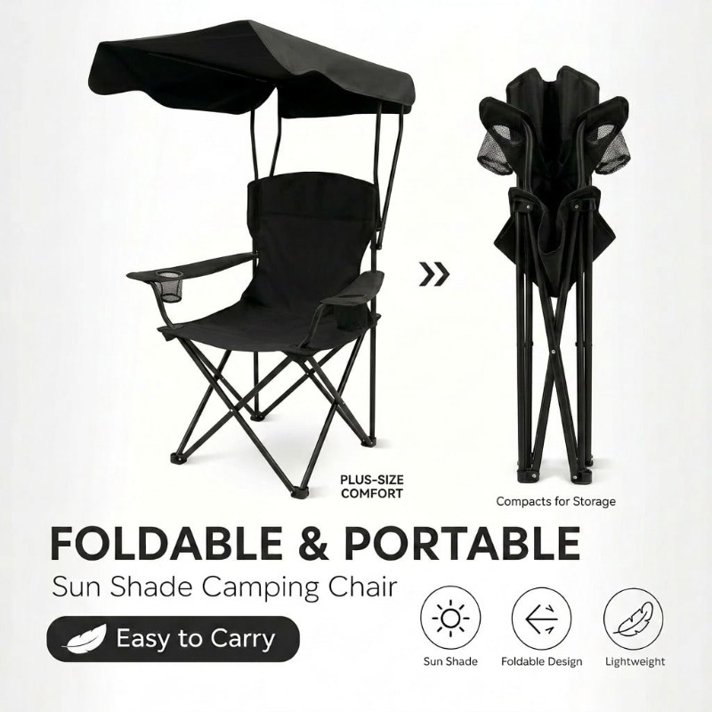 Fishing Equipment - Chaise de camping d'extérieur avec auvent,
